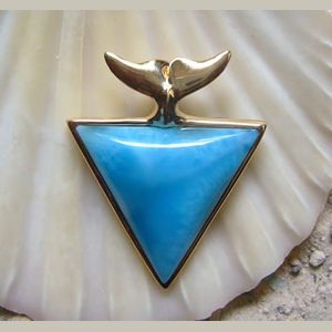 Triangle Larimar stone pendant w dolphin tail Triangle Larimar stone pendant w dolphin tail
